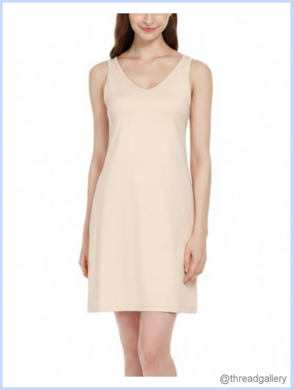 Full Slip Tank Top Dress Sleeveless Wide Strap Knee Length Undergarment